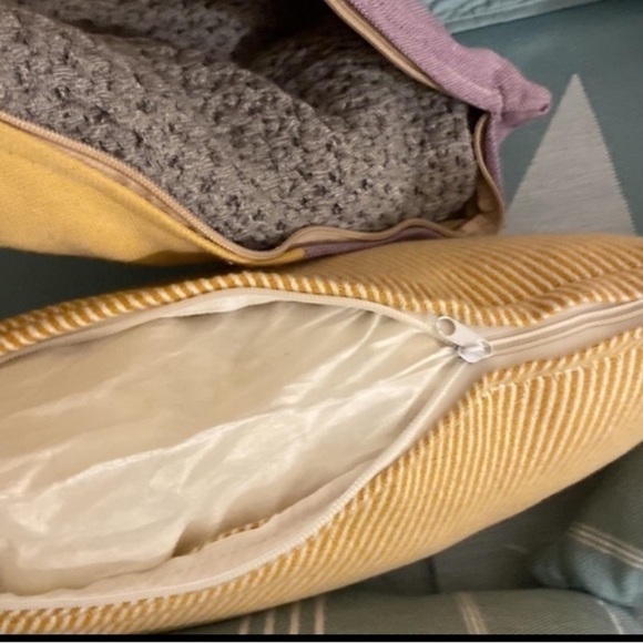 Golden Yellow Diagonal Stripe Perfect Size Pillow Poly Hypoallergenic Fill - Picture 11 of 12